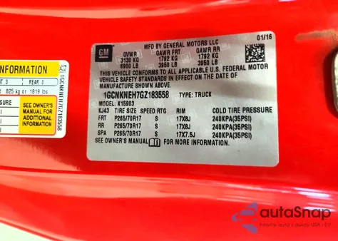 2016 Chevrolet Silverado K1500 из США, поврежденный, VIN 1GCNKNEH7GZ183558